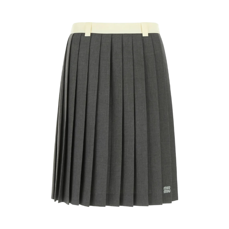 Miu Miu Falda Midi Con Diseño Plisado