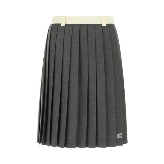 Miu Miu Falda Midi Con Diseño Plisado