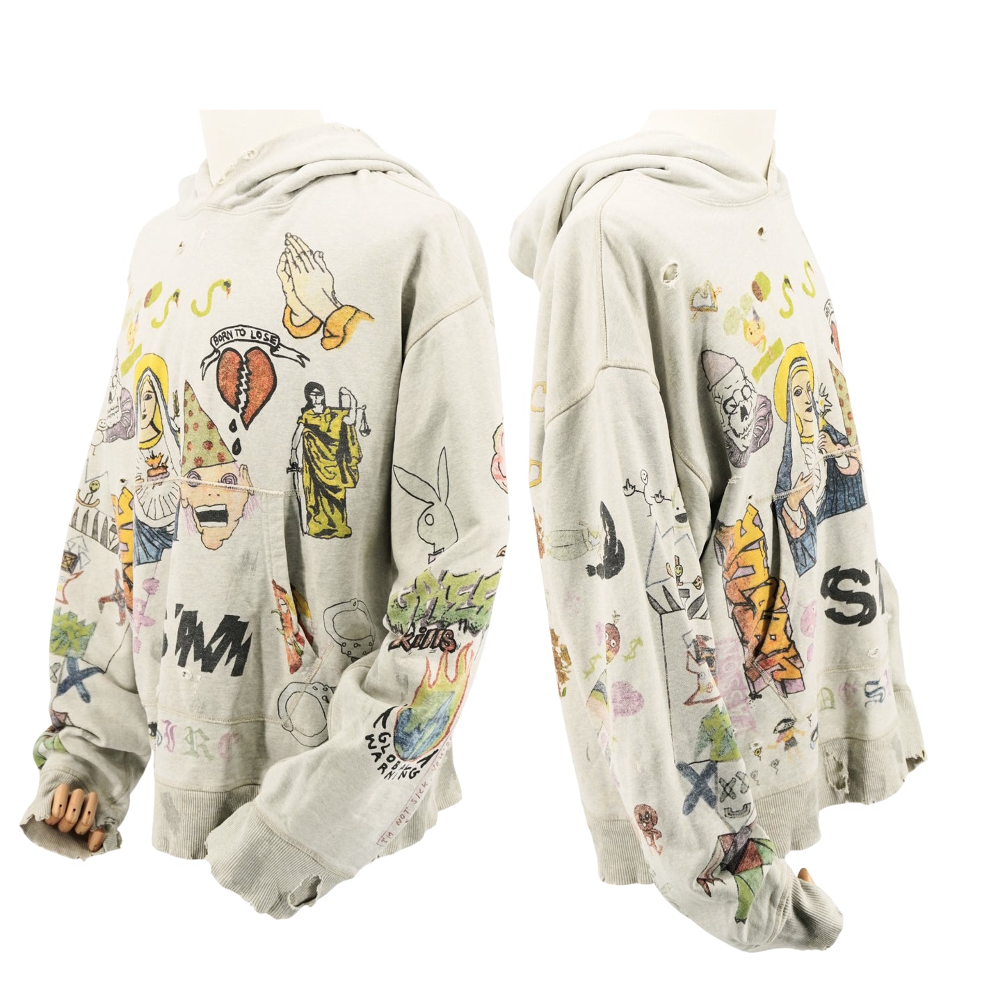 Saint Michael Hoodie Drawing Graphics Distressed