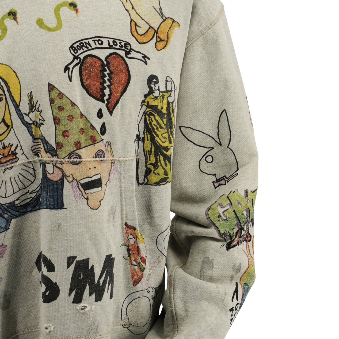 Saint Michael Hoodie Drawing Graphics Distressed