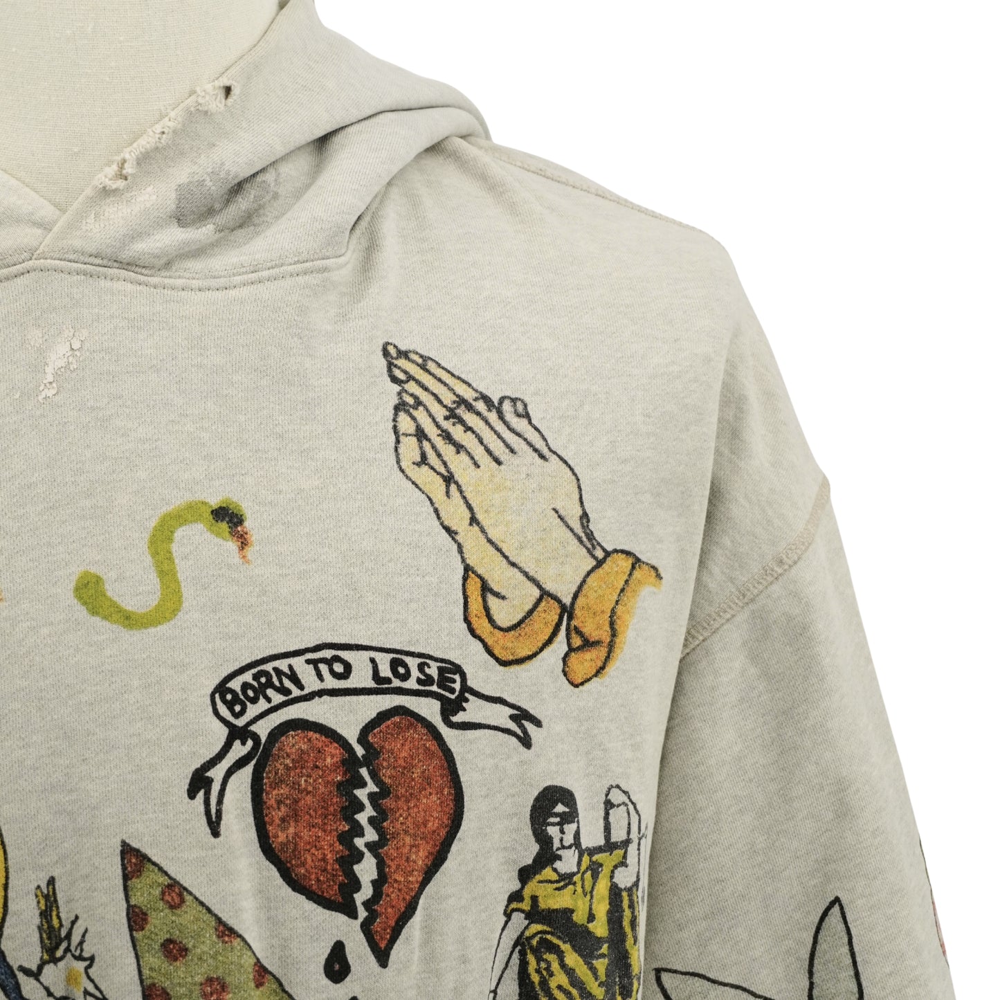 Saint Michael Hoodie Drawing Graphics Distressed