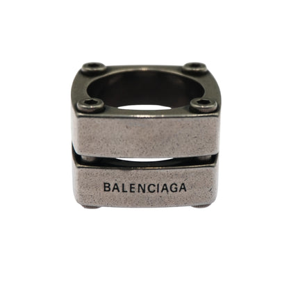 Balenciaga Anillo Silver Gear Plate