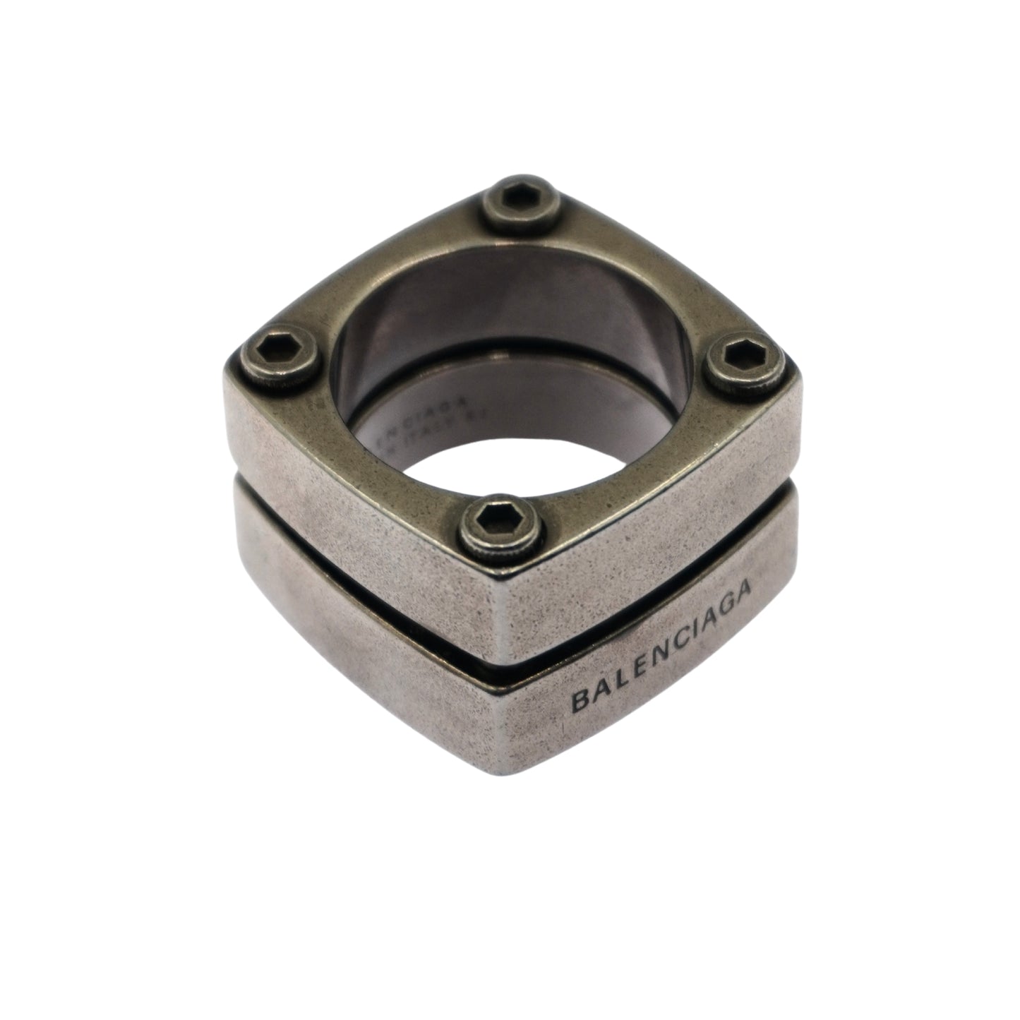Balenciaga Anillo Silver Gear Plate