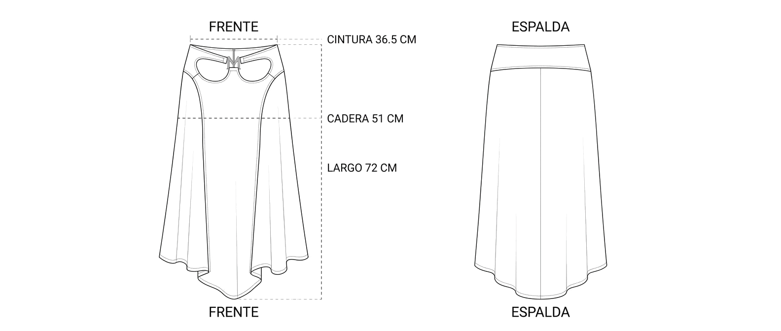 Guia falda-cut-out-metal-m-detail