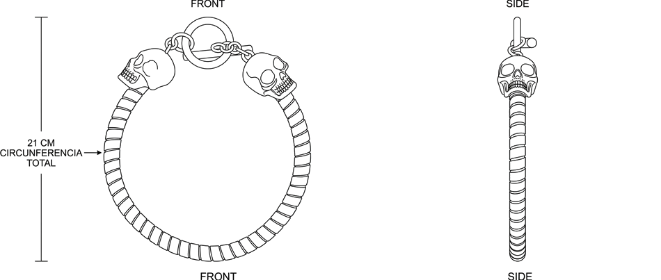 Guia pulsera-alexander-mcqueen-calavera-tbar-plateado-21-cm
