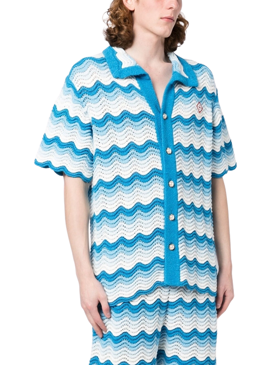 camisa de punto abierto con degradado ondulado