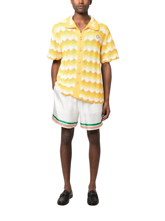 camisa de punto abierto con degradado ondulado