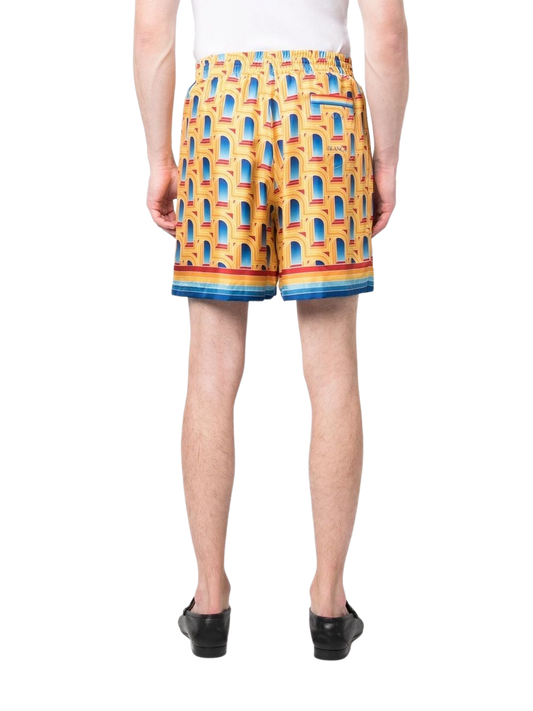 shorts de seda con estampado gráfico