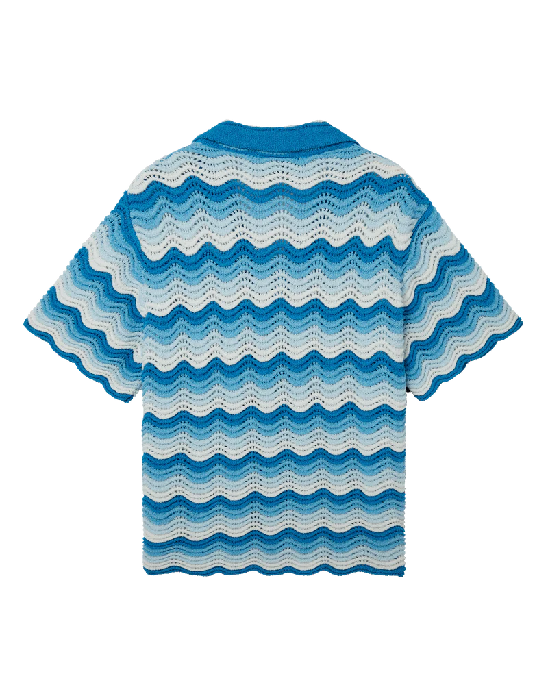 Camisa Wavy Crochet Azul