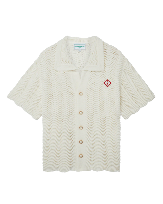 Camisa Wavy Crochet Blanca