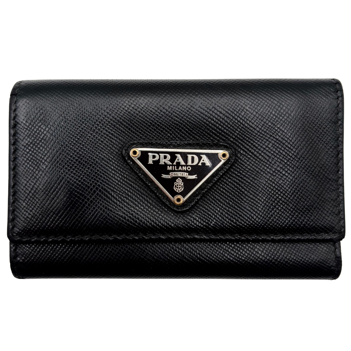 Tarjetero Prada Saffiano Negro Llavero