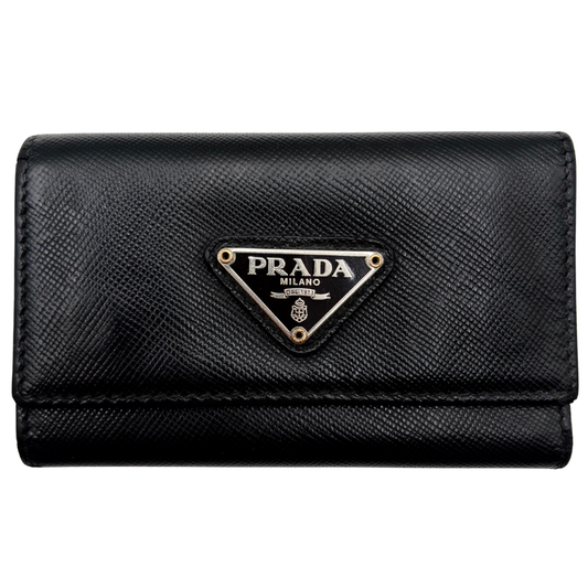 Tarjetero Prada Saffiano Negro Llavero