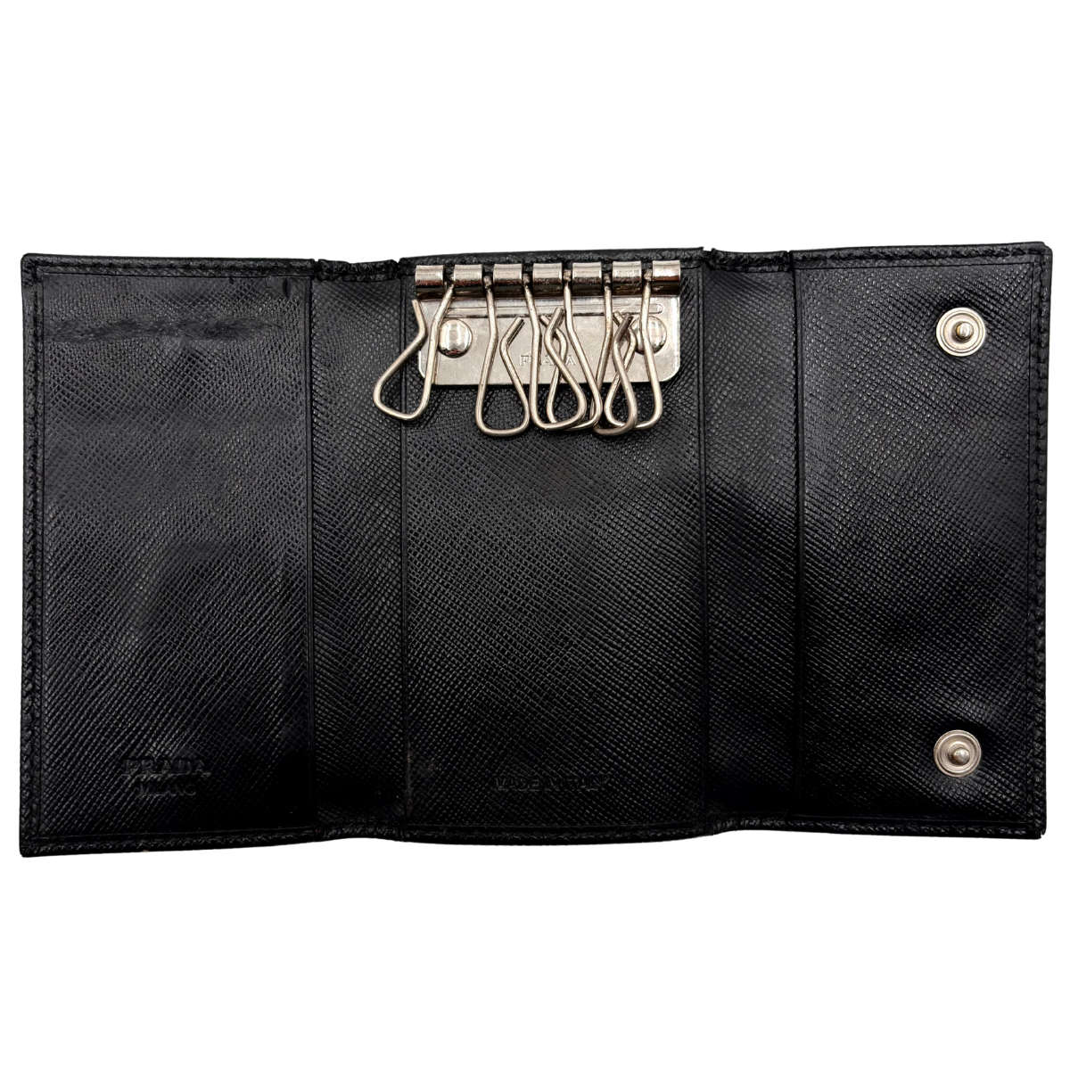 Tarjetero Prada Saffiano Negro Llavero