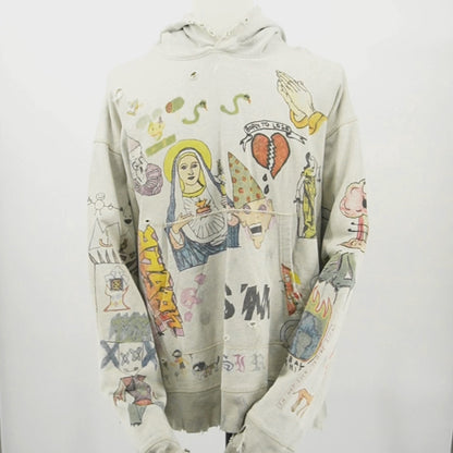 Saint Michael Hoodie Drawing Graphics Distressed