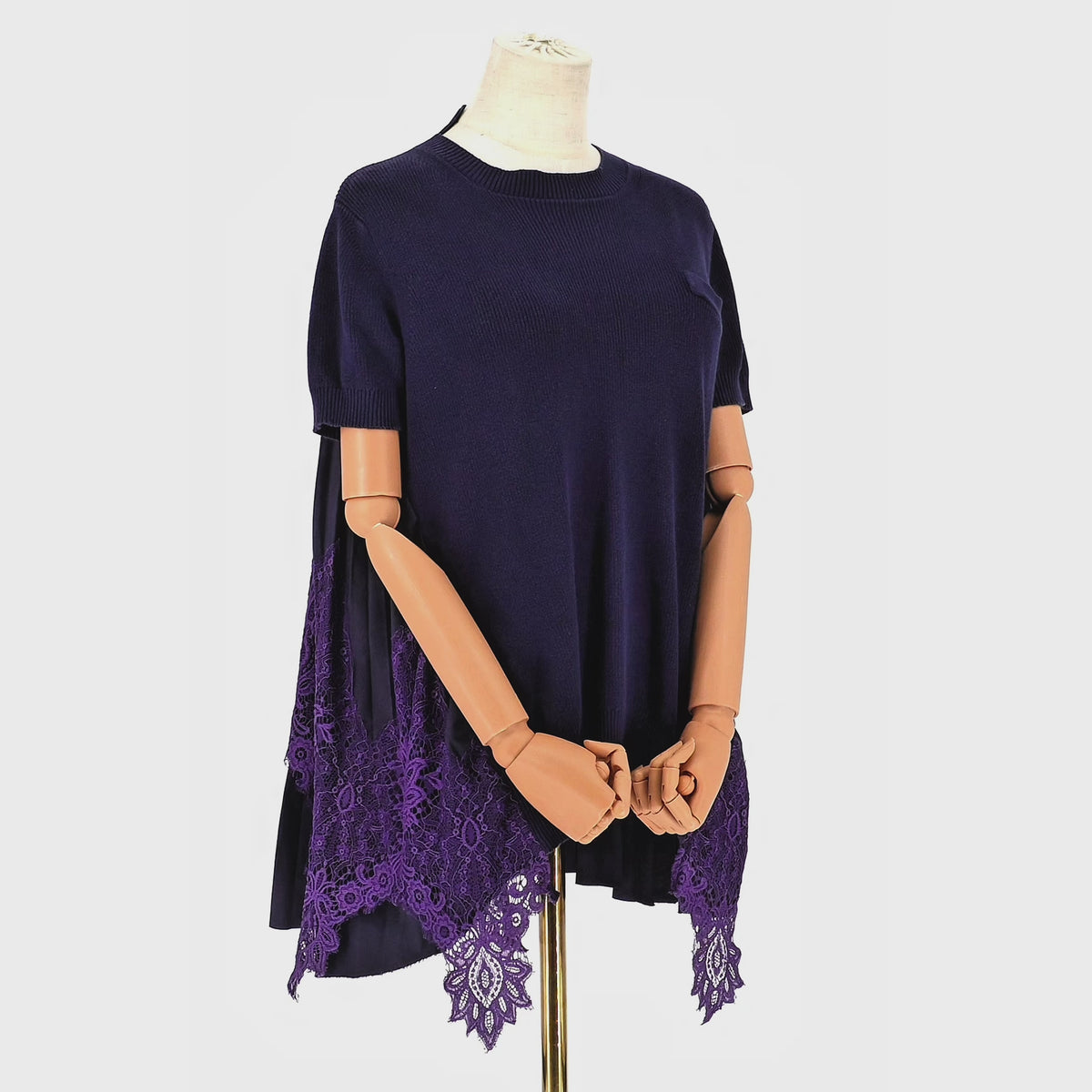 Playera Sacai Lace-Trimmed Azul