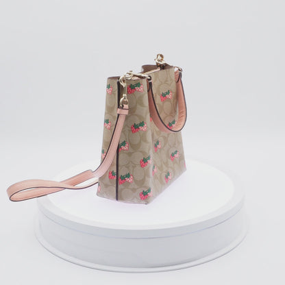 Bolsa Coach Bucket Leather Fresas