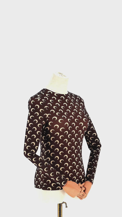 Top Marine Serre Moon Print Brown
