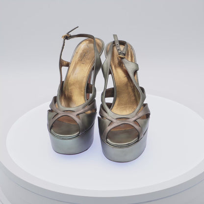 Tacones Gucci Metallic Bronze Platform Slingback