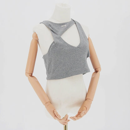Blusa Heliot Emil Tank Top Asymmetric Cut-Out Grey