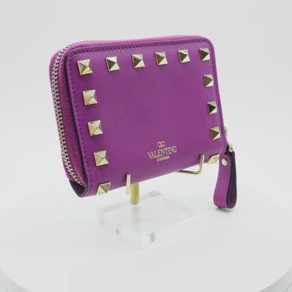 Cartera Valentino Rockstud Zip-Around Fuchsia