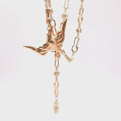 Schiaparelli Collar Dove Pendant Gold Chain
