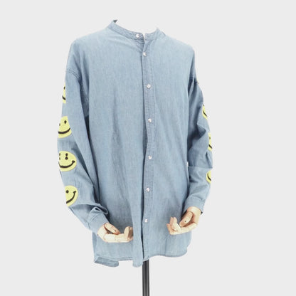 Camisa Kapital denim con parches smiley