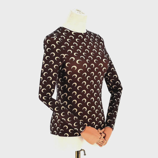 Top Marine Serre Moon Print Brown