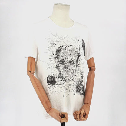 Playera Alexander McQueen London Map Skull Blanco