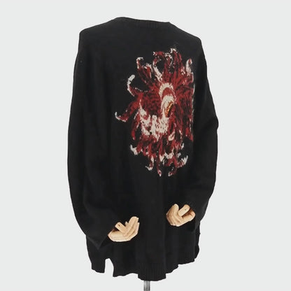Yohji Yamamoto Suéter Flowers and Boys Chrysanthemum Knit Black