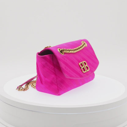 Bolsa Balenciaga Satin Jacquard BB S Round Chain Rosa