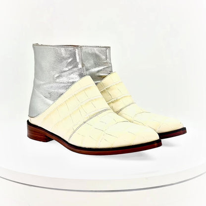 Botines MM6 Maison Margiela Leather Croc Metallic