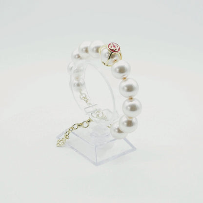 Bracelet Casablanca Pearl Red Enamel Logo