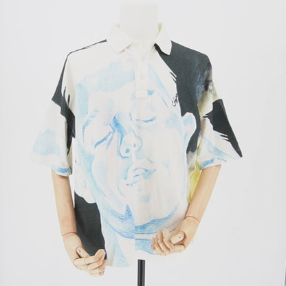 Playera Polo JW Anderson Blue Graphic Face Print