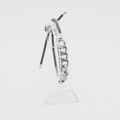Pulsera Alexander McQueen Twin Skull Braided Leather