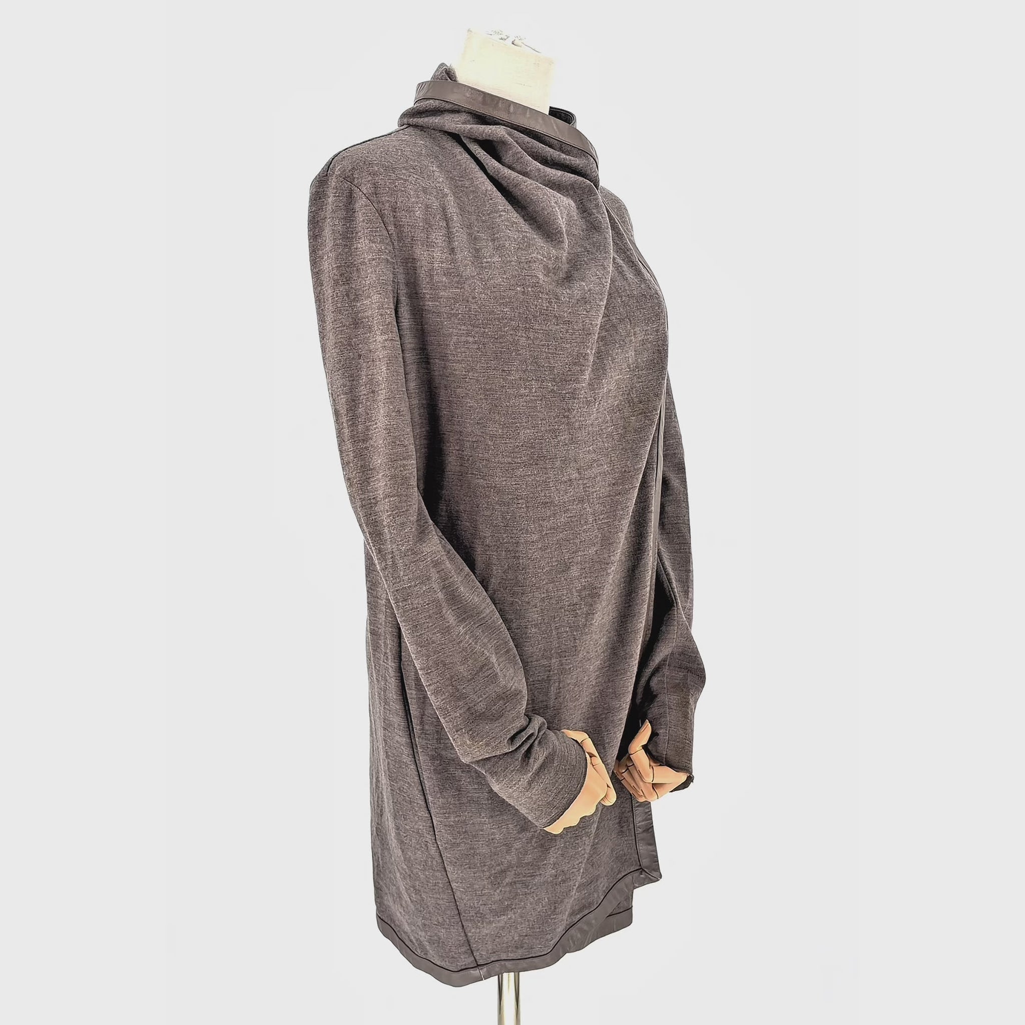 Chamarra Helmut Lang Wool Leather Trim Gris