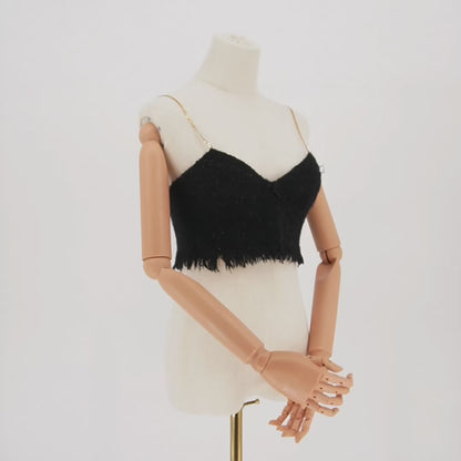 Blusa Alexander Wang Top Tweed Fray Bra Tank Top Black