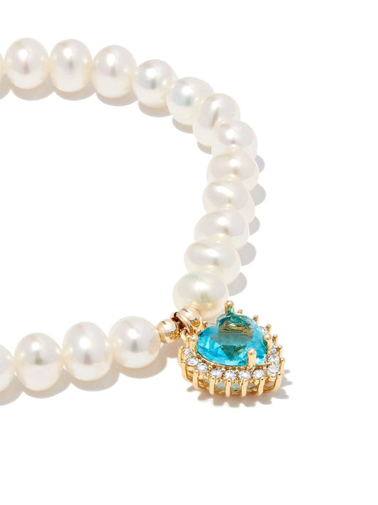 18kt yellow gold blue heart pearl bracelet