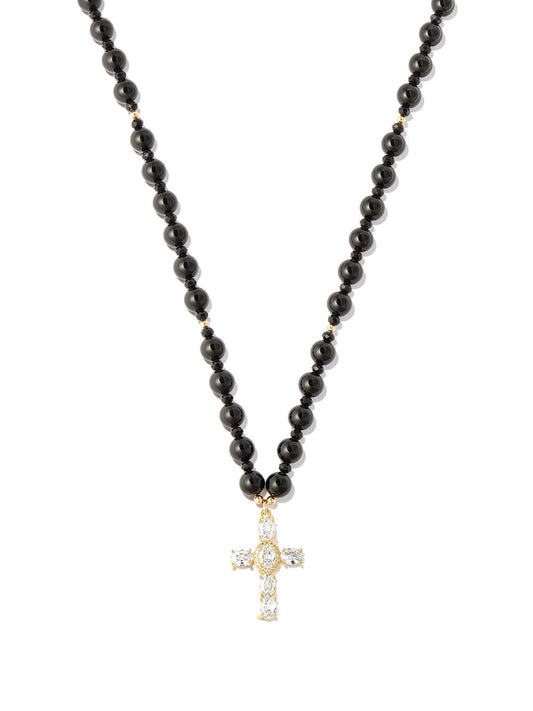 18kt yellow gold pearl and crystal necklace