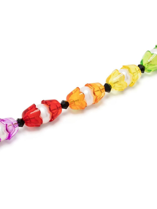 floral-motif bead-embellished bracelet