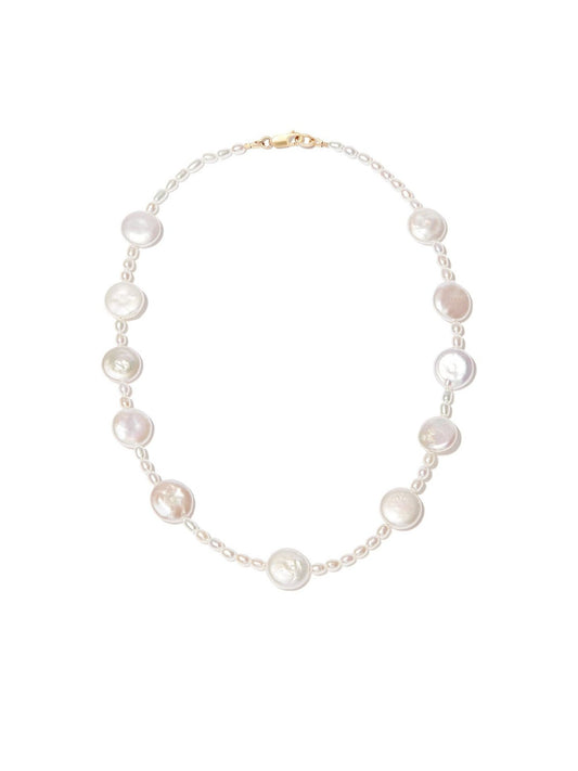 pearl flat bead necklace