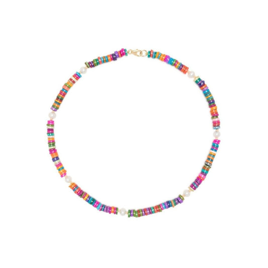 rainbow shell pearl bead necklace