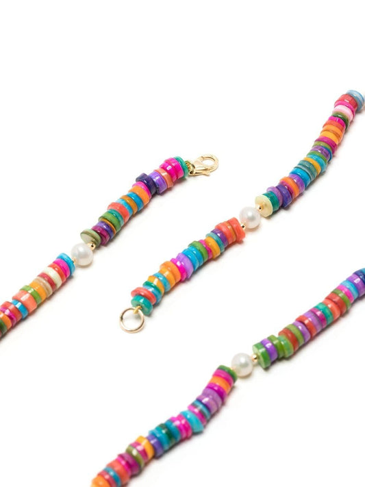 rainbow shell pearl bead necklace