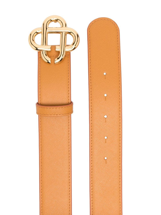 logo-plaque leather belt