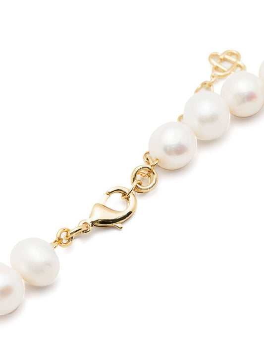logo-plaque pearl necklace