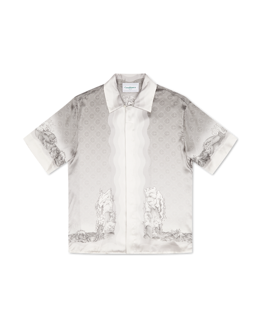 Camisa de seda de estatuas y olas 