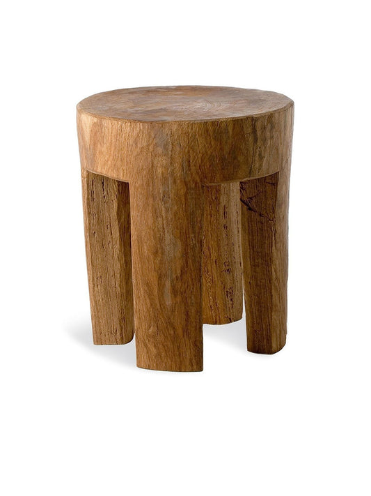 Round four-legs wood stool