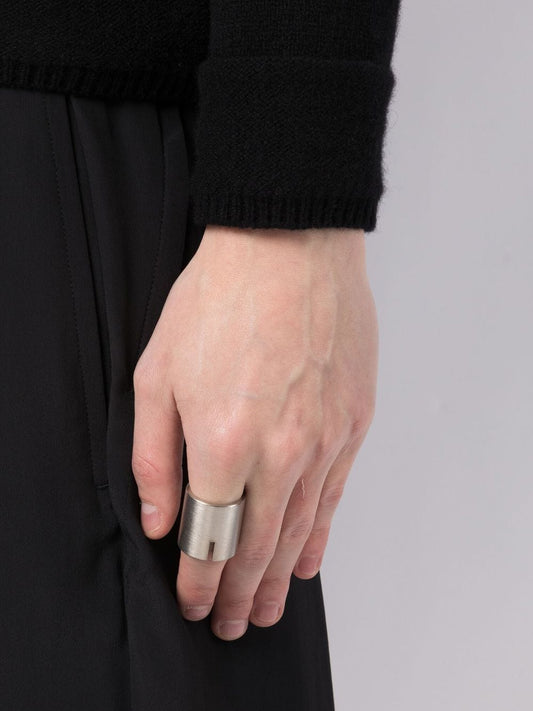 silver-plated band ring