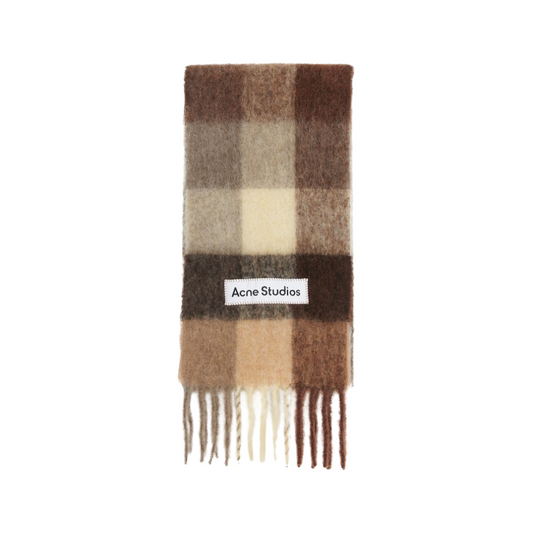 Brown Mohair Checked Scarf